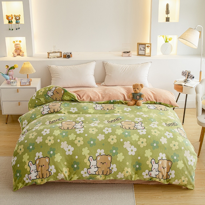 宅部落 2025新款高克重牛奶绒卡通印花单被套 伊甸园