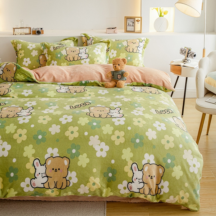 91家纺网 家纺一手货源 找家纺 宅部落 2025新款高克重牛奶绒卡通印花单被套 伊甸园