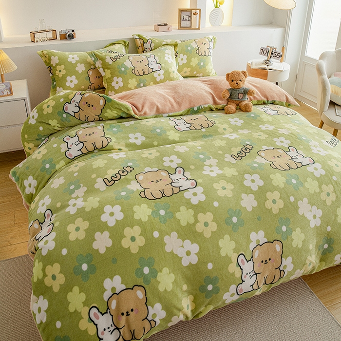 91家纺网 家纺一手货源 找家纺 宅部落 2025新款高克重牛奶绒卡通印花单被套 伊甸园