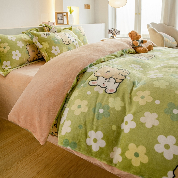 91家纺网 家纺一手货源 找家纺 宅部落 2025新款高克重牛奶绒卡通印花单被套 伊甸园