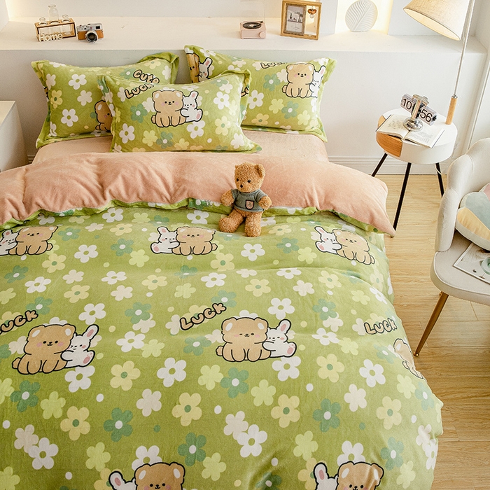 91家纺网 家纺一手货源 找家纺 宅部落 2025新款高克重牛奶绒卡通印花单被套 伊甸园