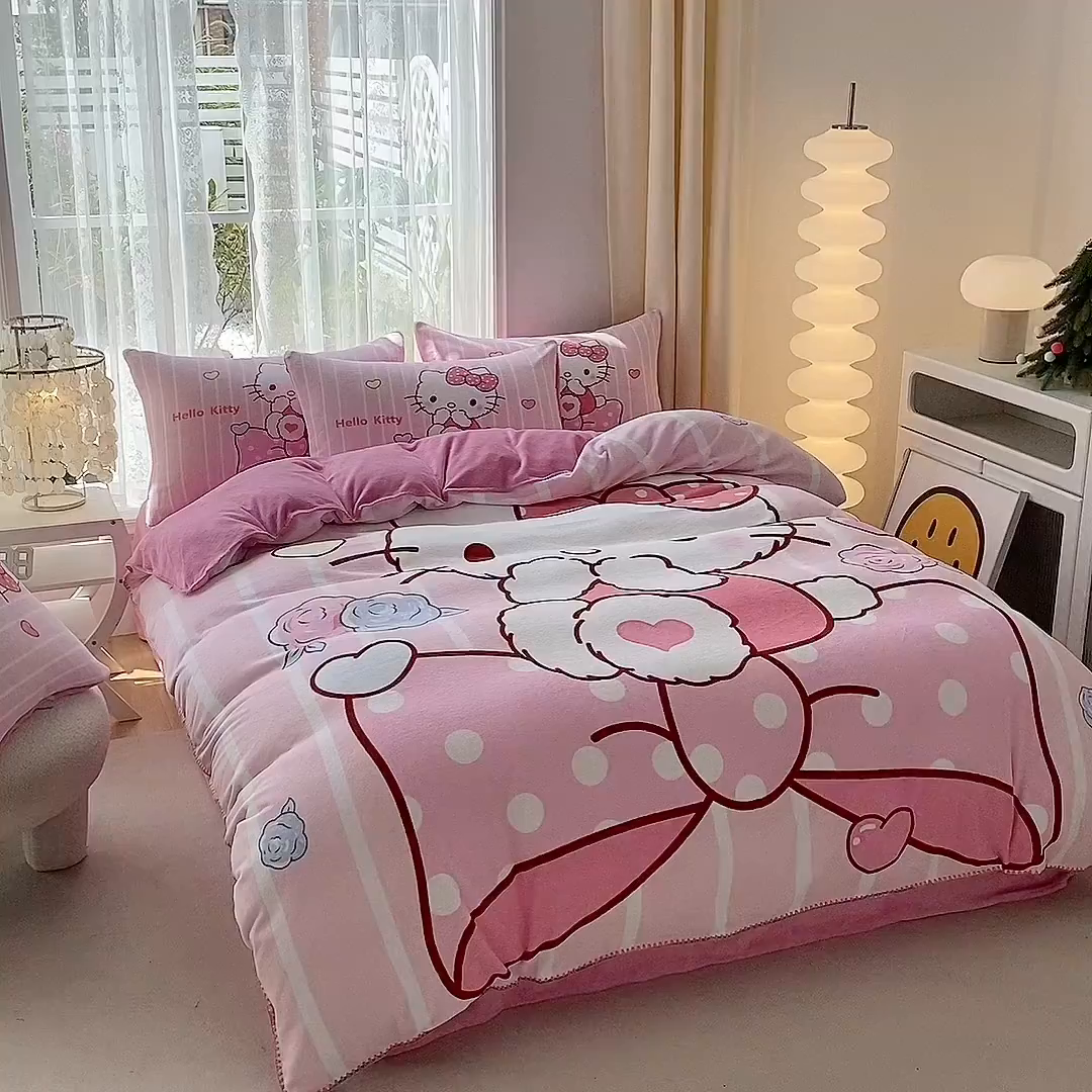 91家纺网 家纺一手货源 找家纺 （总）一电 2025新款冬季双面牛奶珊瑚绒床上四件套法兰绒床品加绒被套床单三件套-第二批