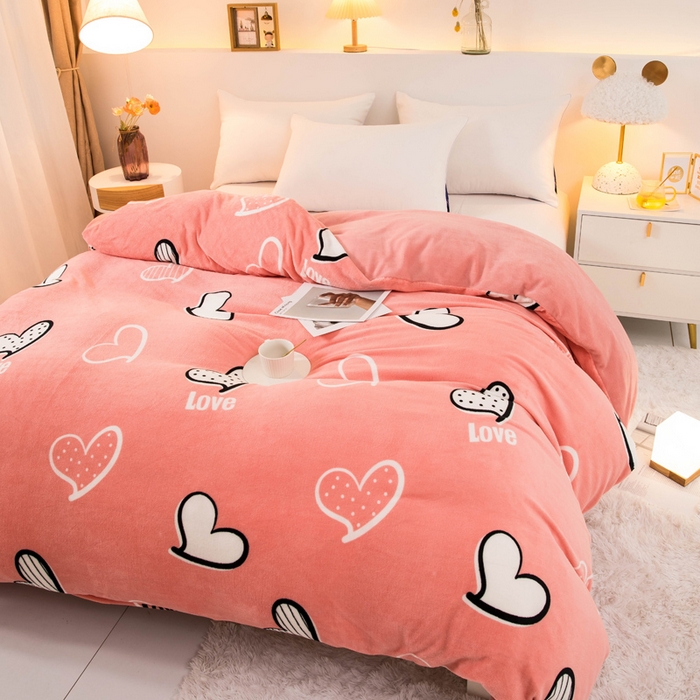 宅部落 2025新款高克重牛奶绒卡通印花单被套 心动