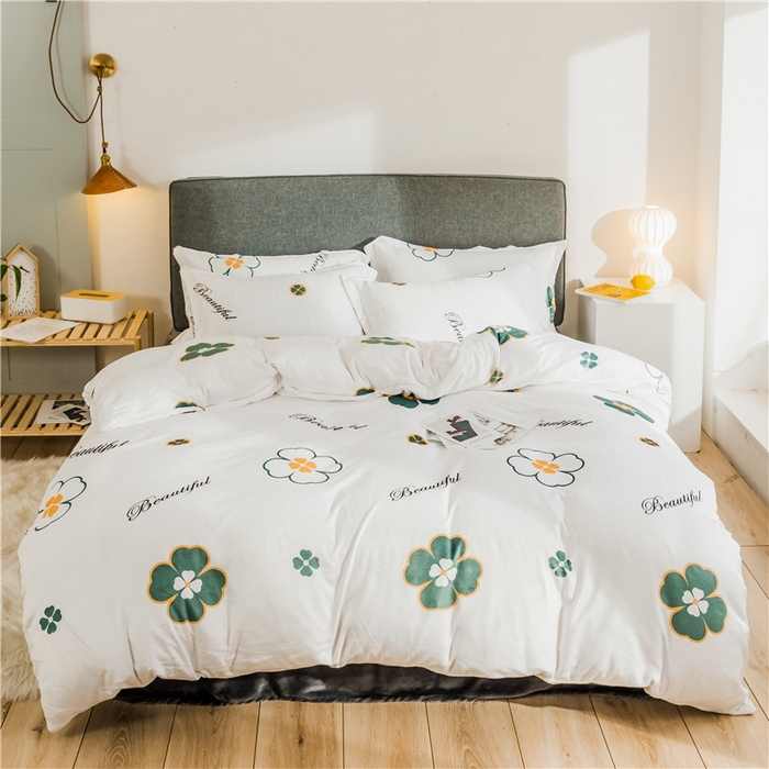 宅部落 2025新款高克重牛奶绒卡通印花单被套 爱的花语（白）