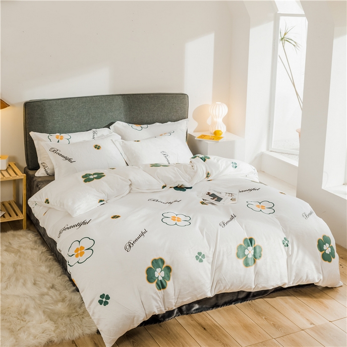 91家纺网 家纺一手货源 找家纺 宅部落 2025新款高克重牛奶绒卡通印花单被套 爱的花语（白）