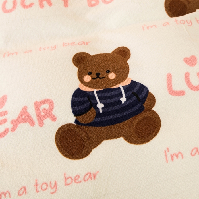 91家纺网 家纺一手货源 找家纺 宅部落 2025新款高克重牛奶绒卡通印花单被套 小睡熊