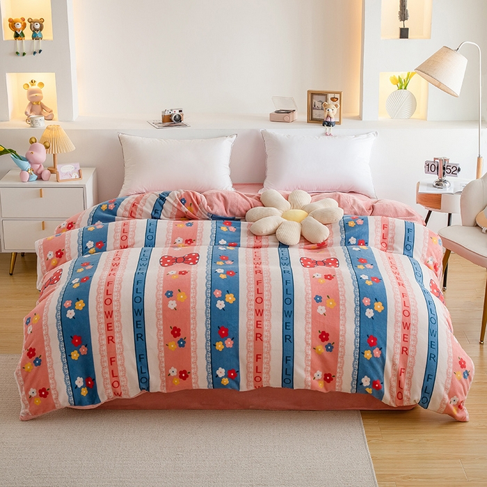 宅部落 2025新款高克重牛奶绒卡通印花单被套 恋蝶花