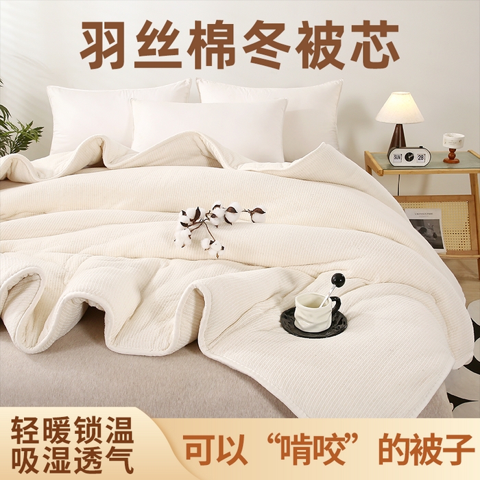 91家纺网 家纺一手货源 找家纺 （总）好老表被业 2025新款羽丝棉被芯鱼鳞网纱整张填充棉胎冬被蓄能发热保暖四季被子加厚春秋被