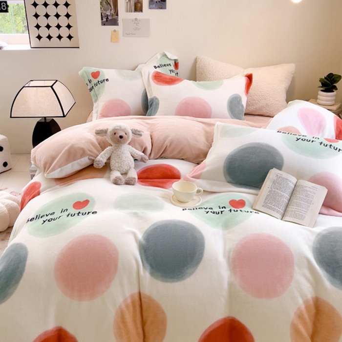 91家纺网 家纺一手货源 找家纺 宅部落 2025新款高克重牛奶绒卡通印花单被套 炫彩