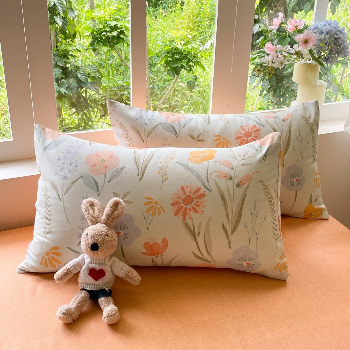 91家纺网 家纺一手货源 找家纺 本制 2025秋冬新款全棉混纺磨毛印花四件套 绿茵-蜜橙