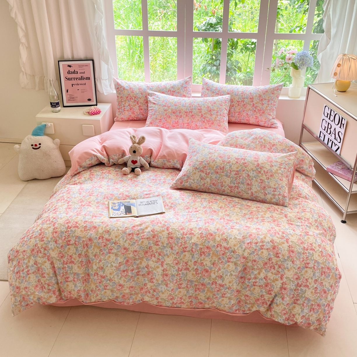 91家纺网 家纺一手货源 找家纺 本制 2025秋冬新款全棉混纺磨毛印花四件套 花千束-杨妃粉