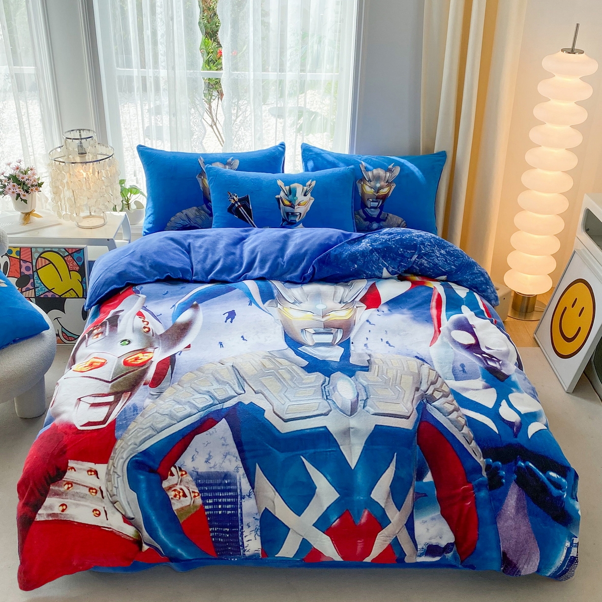 一电 2025新款冬季双面牛奶珊瑚绒床上四件套法兰绒床品加绒被套床单三件套-第一批 奥特家族 (7)