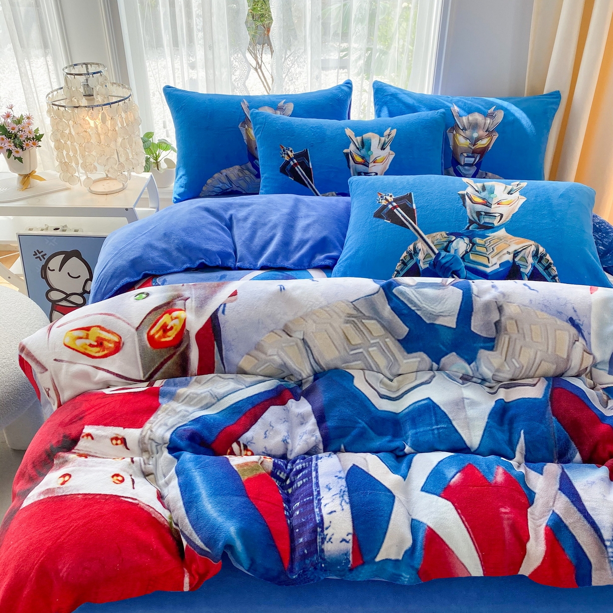 91家纺网 家纺一手货源 找家纺 一电 2025新款冬季双面牛奶珊瑚绒床上四件套法兰绒床品加绒被套床单三件套-第一批 奥特家族 (7)