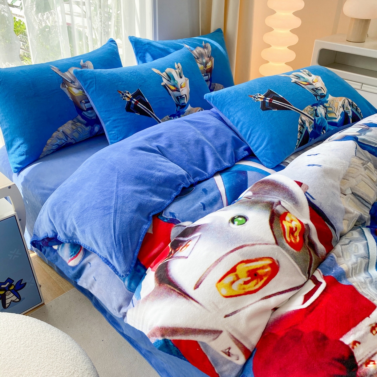 91家纺网 家纺一手货源 找家纺 一电 2025新款冬季双面牛奶珊瑚绒床上四件套法兰绒床品加绒被套床单三件套-第一批 奥特家族 (7)