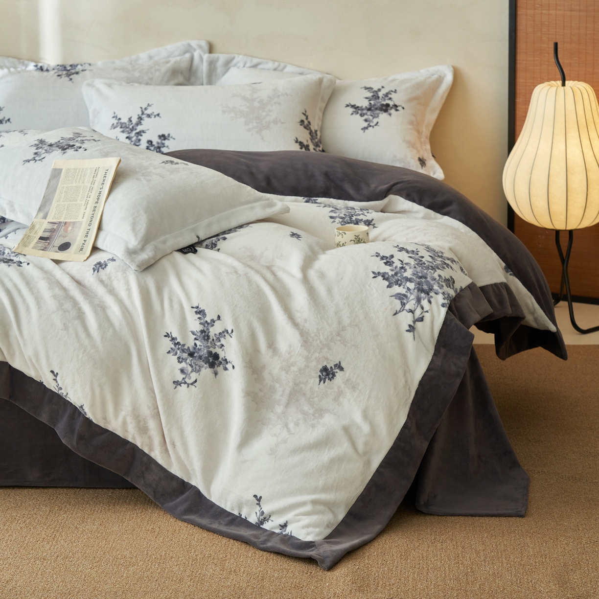 91家纺网 家纺一手货源 找家纺 （总）寐绸家纺 2025秋冬新款230g棉麻风牛奶绒四件套