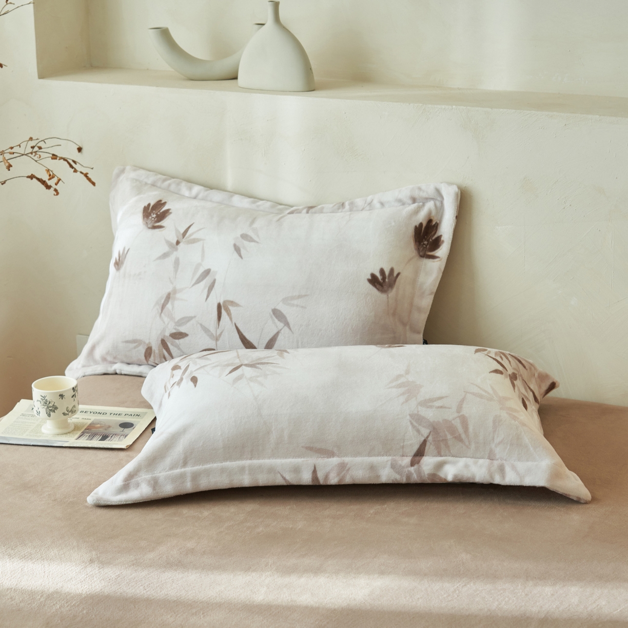 91家纺网 家纺一手货源 找家纺 寐绸家纺 2025秋冬新款230g棉麻风牛奶绒四件套 棉麻风四件套-立竹