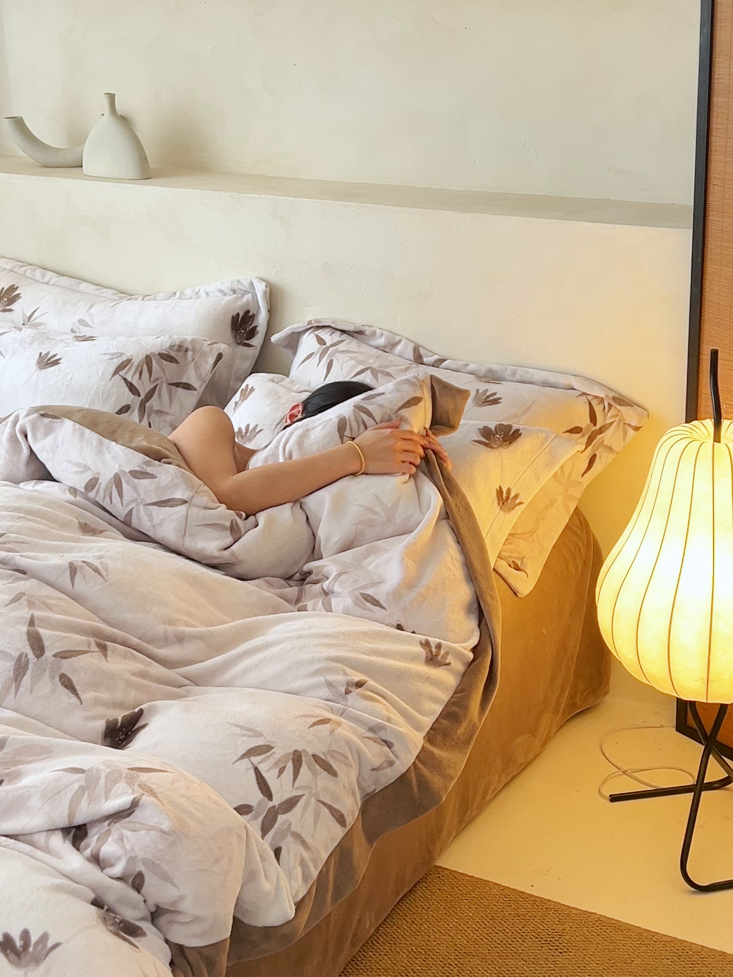 91家纺网 家纺一手货源 找家纺 寐绸家纺 2025秋冬新款230g棉麻风牛奶绒四件套 棉麻风四件套-立竹