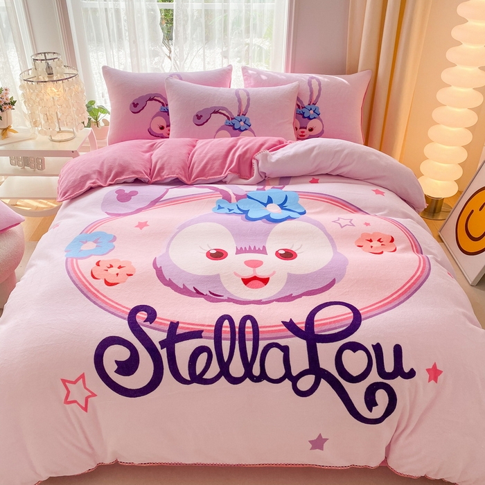 一电 2025新款冬季双面牛奶珊瑚绒床上四件套法兰绒床品加绒被套床单三件套-第二批 可爱星黛露