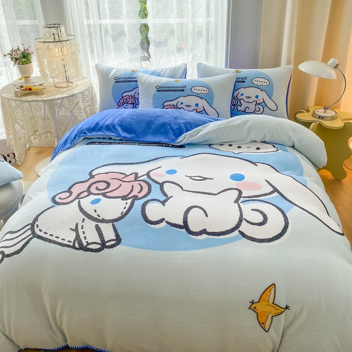 一电 2025新款冬季双面牛奶珊瑚绒床上四件套法兰绒床品加绒被套床单三件套-第二批 可爱玉桂狗