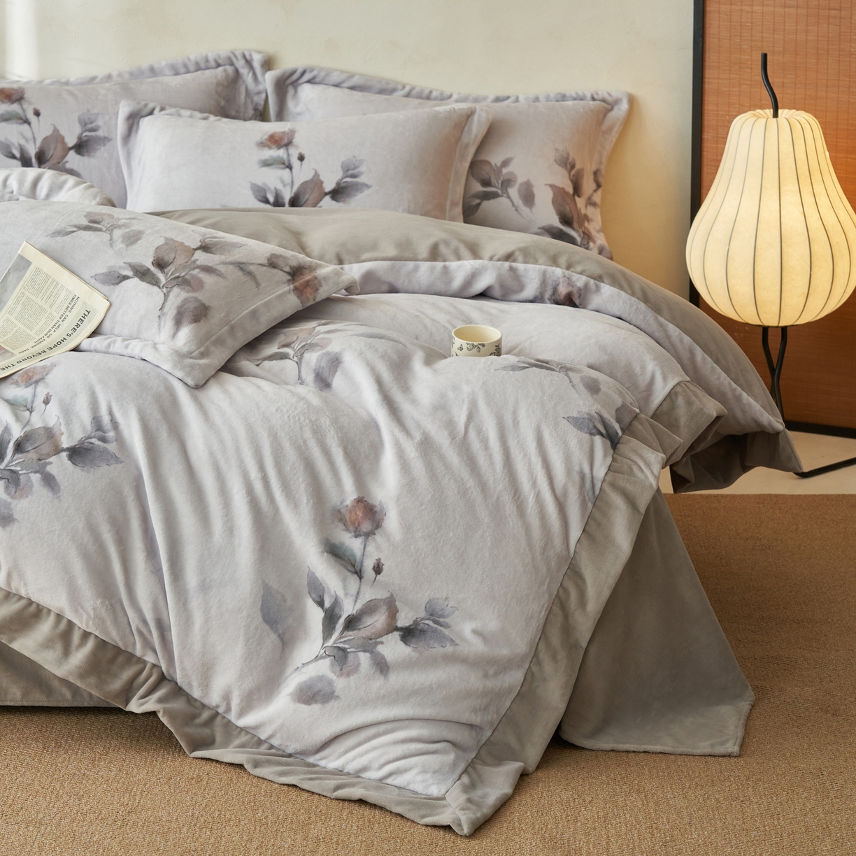 寐绸家纺 2025秋冬新款230g棉麻风牛奶绒四件套 棉麻风四件套-雅梦