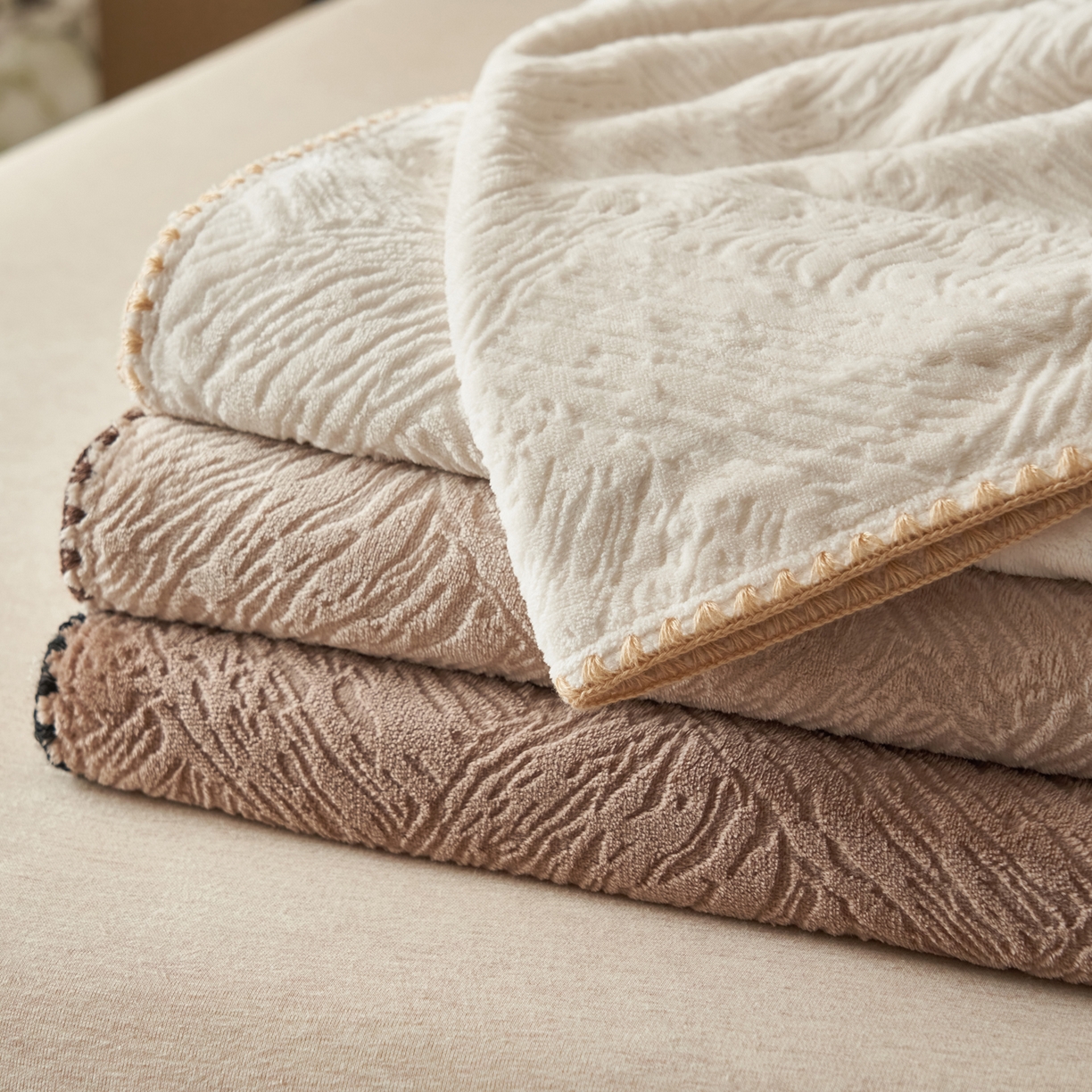 （总）寐绸家纺 2025新款230g牛奶绒肌理感雕花毛毯