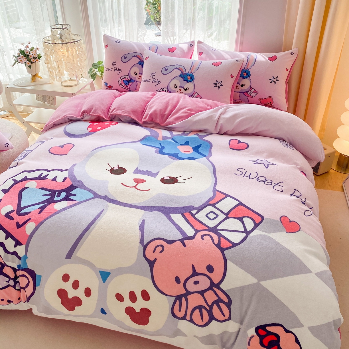 91家纺网 家纺一手货源 找家纺 一电 2025新款冬季双面牛奶珊瑚绒床上四件套法兰绒床品加绒被套床单三件套-第二批 冰冰星黛露