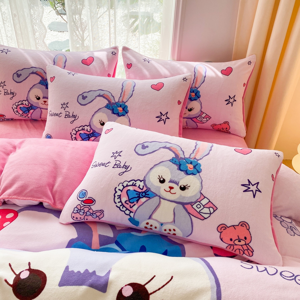 91家纺网 家纺一手货源 找家纺 一电 2025新款冬季双面牛奶珊瑚绒床上四件套法兰绒床品加绒被套床单三件套-第二批 冰冰星黛露