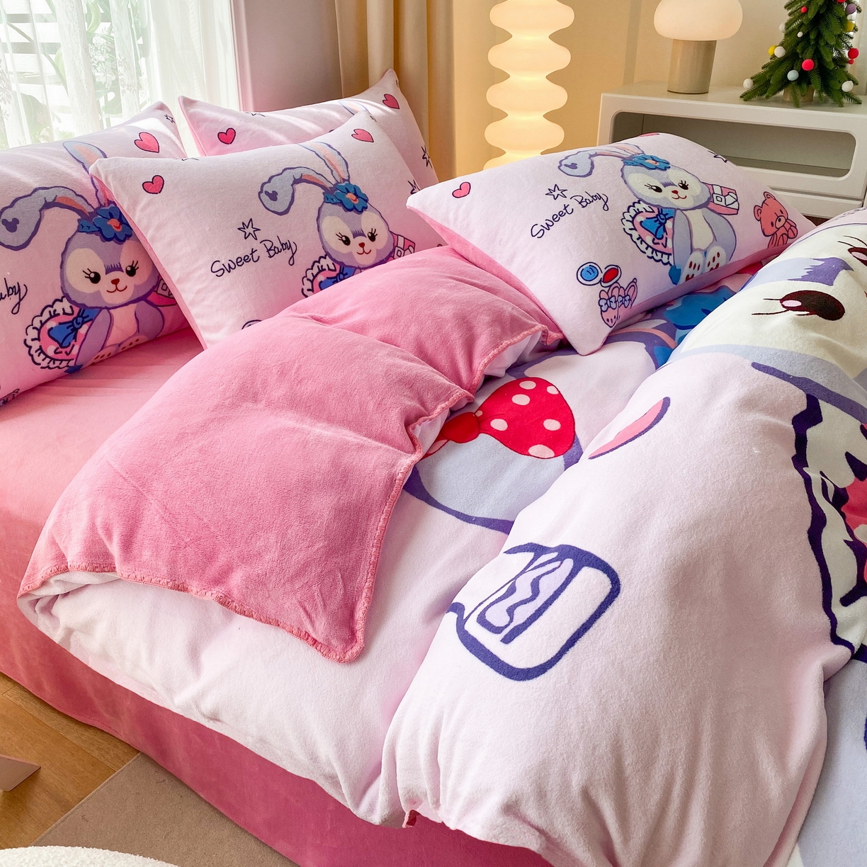 91家纺网 家纺一手货源 找家纺 一电 2025新款冬季双面牛奶珊瑚绒床上四件套法兰绒床品加绒被套床单三件套-第二批 冰冰星黛露