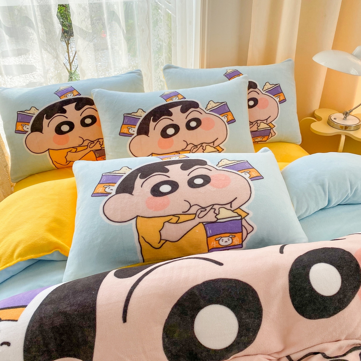 91家纺网 家纺一手货源 找家纺 一电 2025新款冬季双面牛奶珊瑚绒床上四件套法兰绒床品加绒被套床单三件套-第二批 奶茶小新