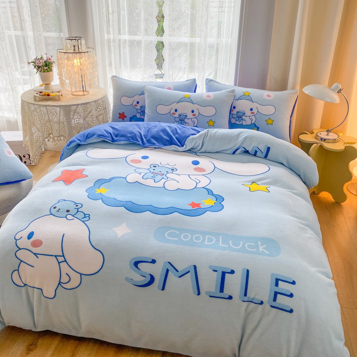 91家纺网 家纺一手货源 找家纺 一电 2025新款冬季双面牛奶珊瑚绒床上四件套法兰绒床品加绒被套床单三件套-第二批 小熊玉桂狗