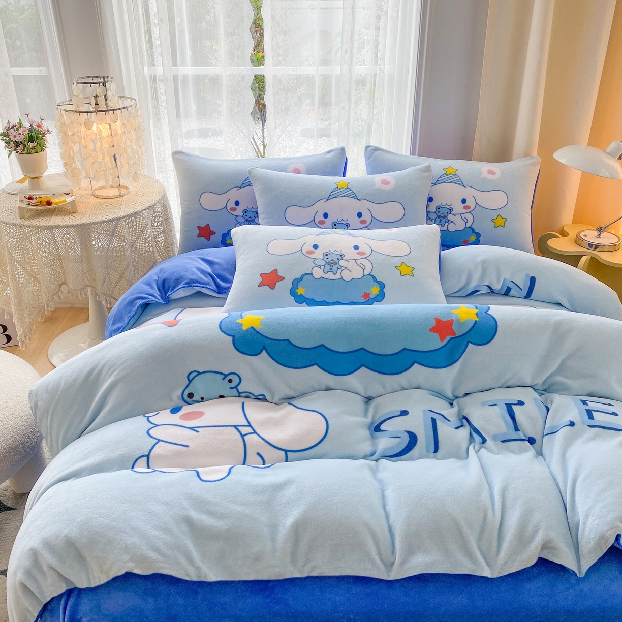 91家纺网 家纺一手货源 找家纺 一电 2025新款冬季双面牛奶珊瑚绒床上四件套法兰绒床品加绒被套床单三件套-第二批 小熊玉桂狗