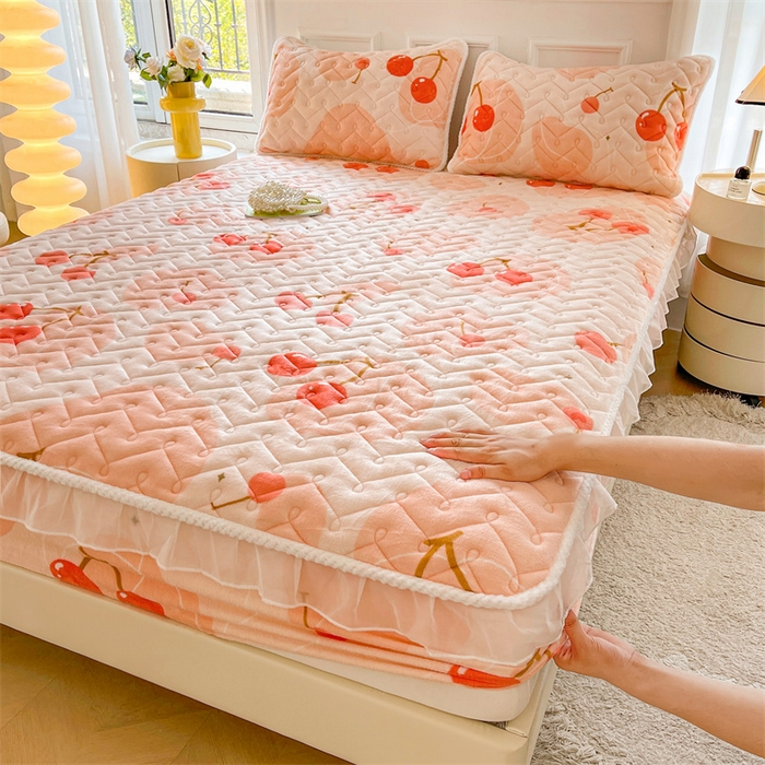 91家纺网 家纺一手货源 找家纺 （总）小萌虎 2025新款A类防静电牛奶绒印花夹棉床笠