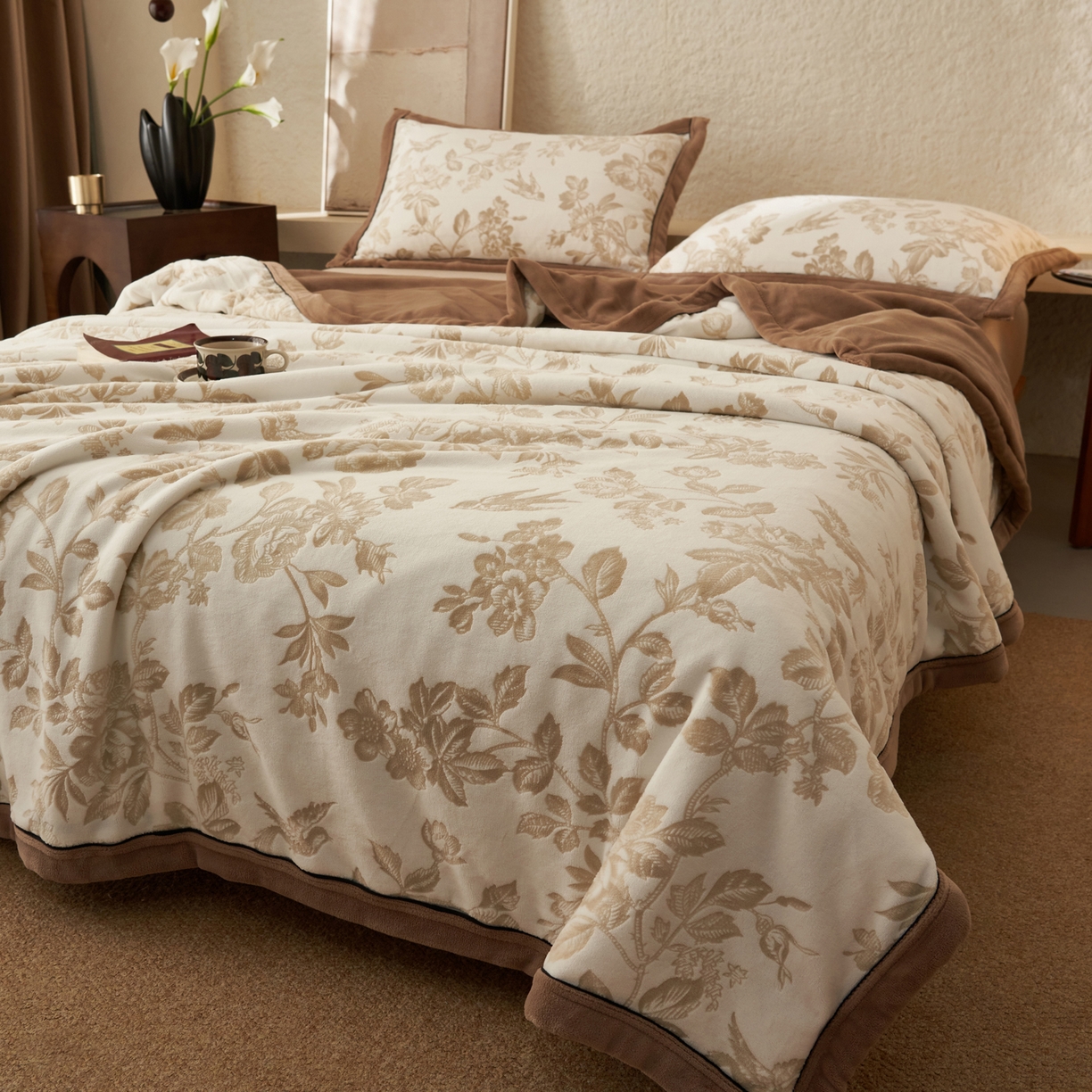 91家纺网 家纺一手货源 找家纺 寐绸家纺 2025新款230g牛奶绒染色雕花功能毛毯 雕花功能毯-玛雅