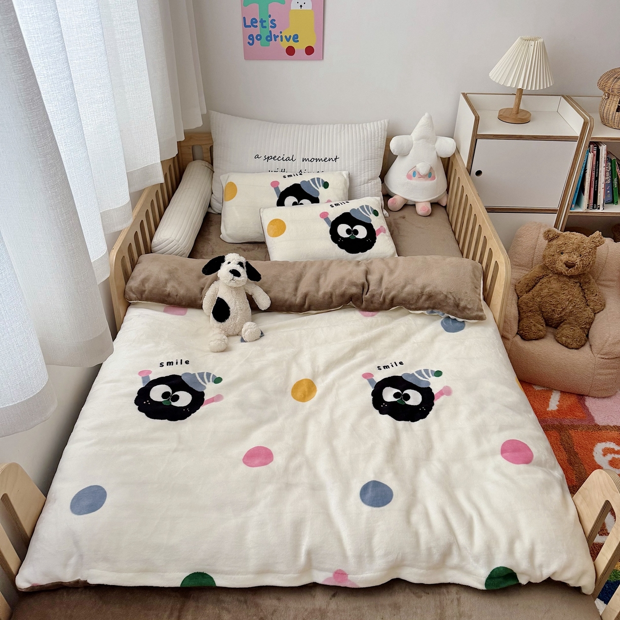 91家纺网 家纺一手货源 找家纺 （总）萌宝家纺 2025新款加厚儿童牛奶绒被套幼儿园保暖三件套