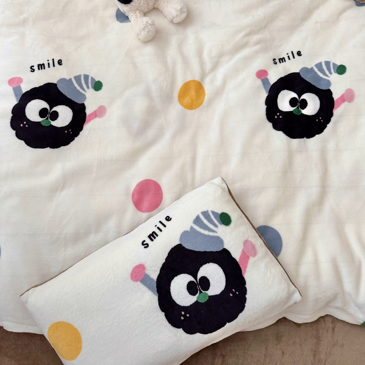 91家纺网 家纺一手货源 找家纺 萌宝家纺 2025新款加厚儿童牛奶绒被套幼儿园保暖三件套 没烦恼