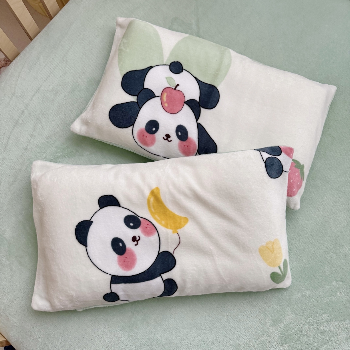 91家纺网 家纺一手货源 找家纺 萌宝家纺 2025新款加厚儿童牛奶绒被套幼儿园保暖三件套 调皮熊猫