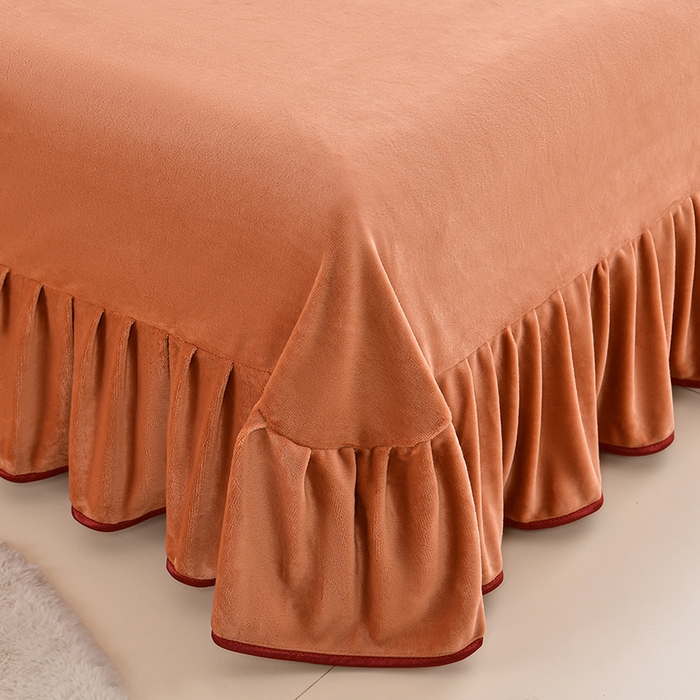 91家纺网 家纺一手货源 找家纺 妮恒美 2025新款牛奶绒印花床裙款四件套法莱绒四件套珊瑚金貂绒四件套 爱的礼物