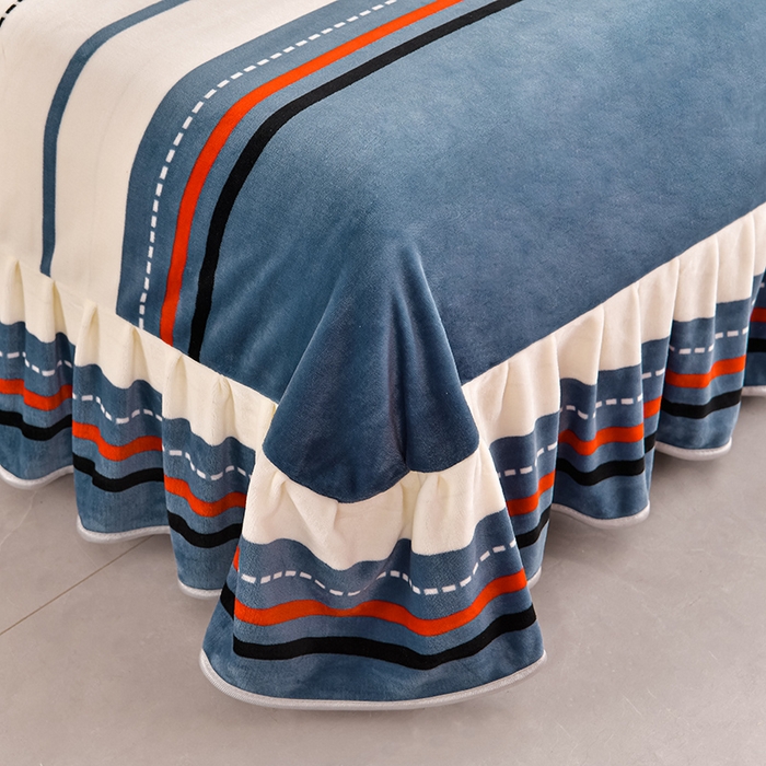 91家纺网 家纺一手货源 找家纺 妮恒美 2025新款牛奶绒印花床裙款四件套法莱绒四件套珊瑚金貂绒四件套 飞驰人生