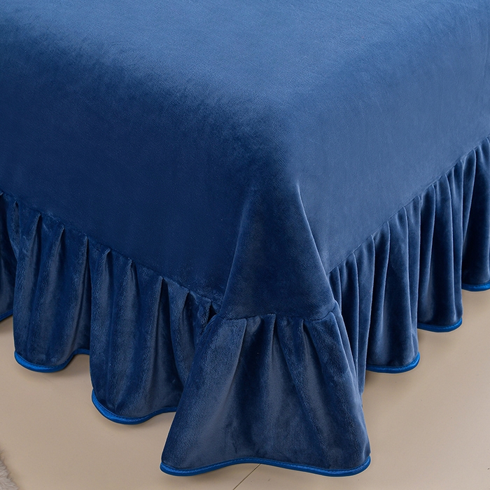 91家纺网 家纺一手货源 找家纺 妮恒美 2025新款牛奶绒印花床裙款四件套法莱绒四件套珊瑚金貂绒四件套 花开绽放