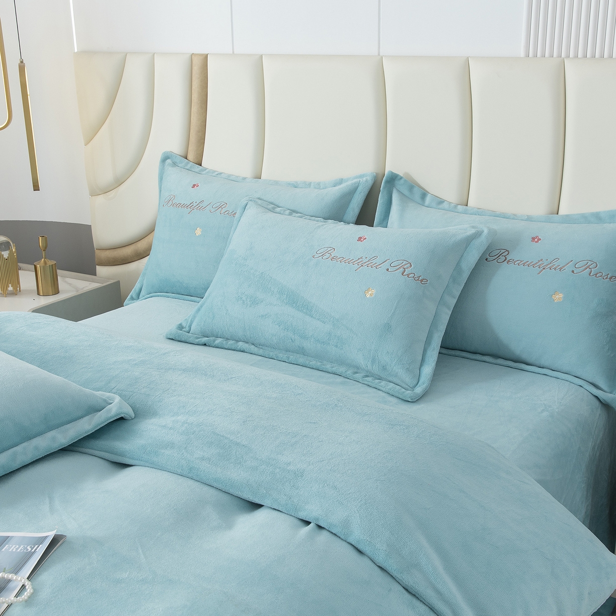 91家纺网 家纺一手货源 找家纺 （总）昊翔家纺 2025新款牛奶绒刺绣四件套-花语