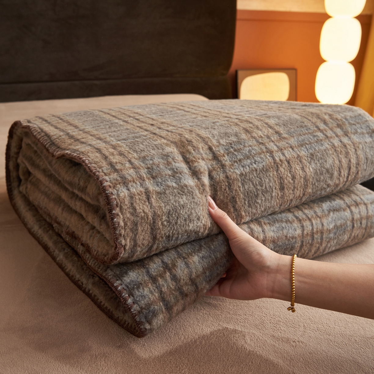 91家纺网 家纺一手货源 找家纺 寐绸家纺 2025新款230g双层羊绒牛奶绒毛毯 双层毛毯-牧羊格