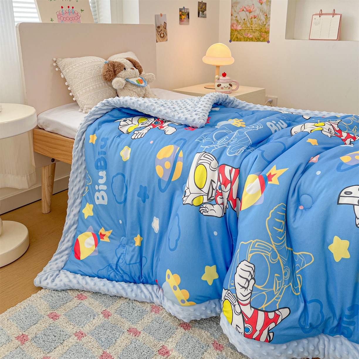 91家纺网 家纺一手货源 找家纺 名兮家居 2025新款经典奥特曼三丽鸥豆豆被被子被芯 光线王子