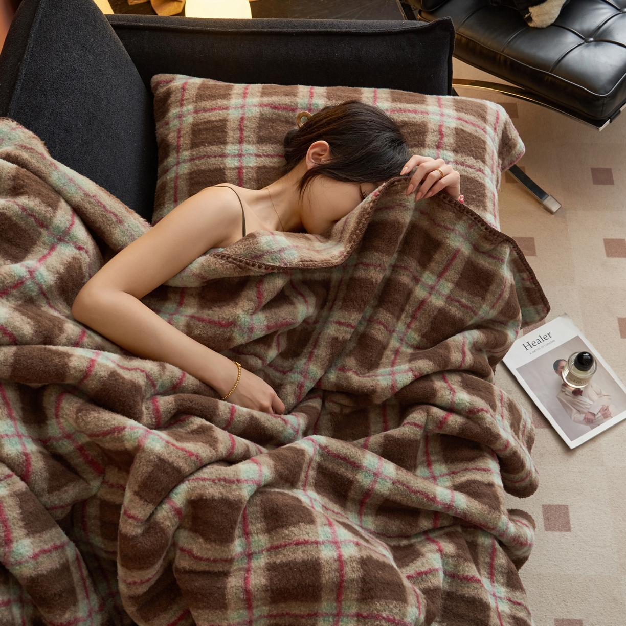 91家纺网 家纺一手货源 找家纺 寐绸家纺 2025新款230g双层羊绒牛奶绒毛毯 双层毛毯-慕池格