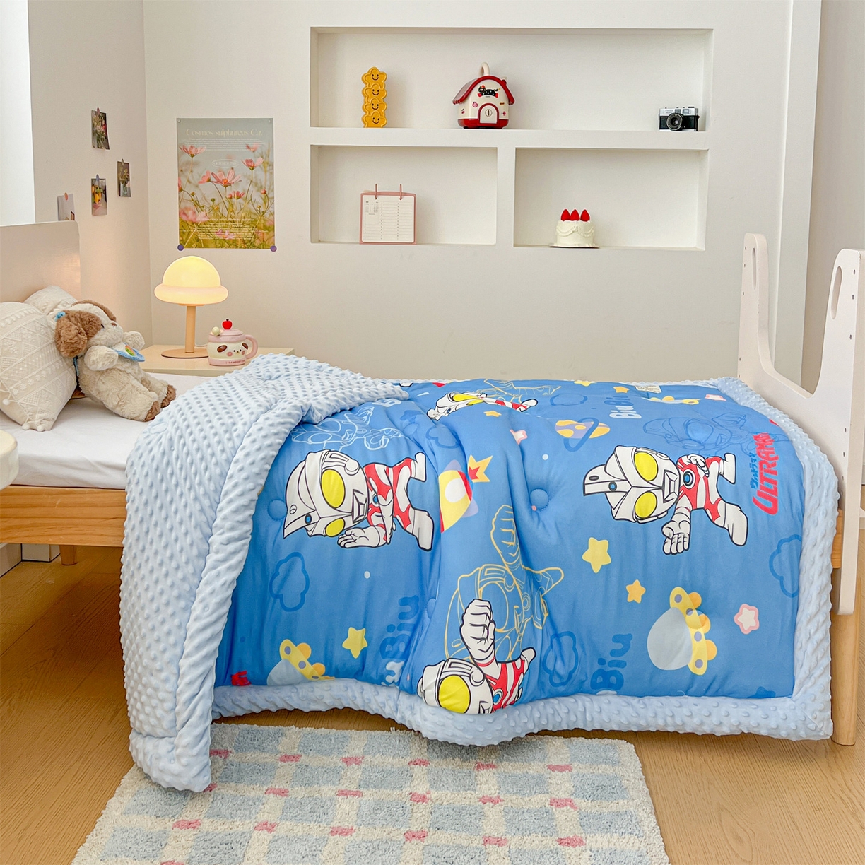 91家纺网 家纺一手货源 找家纺 名兮家居 2025新款经典奥特曼三丽鸥豆豆被被子被芯 光线王子