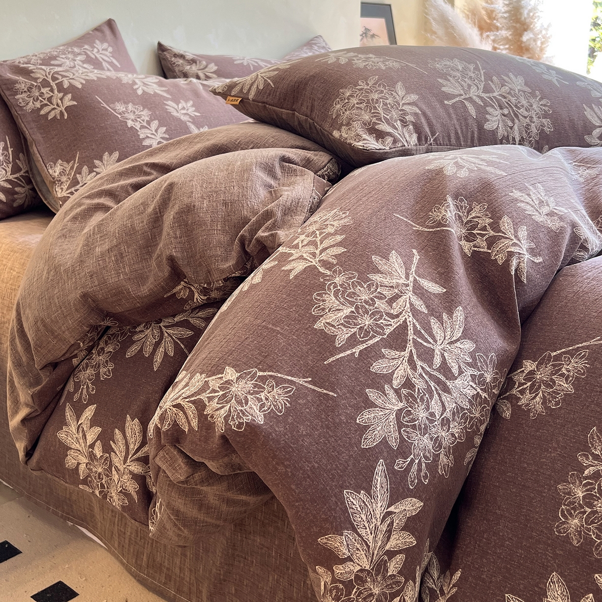 91家纺网 家纺一手货源 找家纺 （总）灿哈家纺 2025新款复古风仿麻四件套