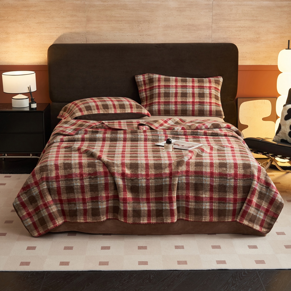 91家纺网 家纺一手货源 找家纺 寐绸家纺 2025新款230g双层羊绒牛奶绒毛毯 双层毛毯-苏格兰格