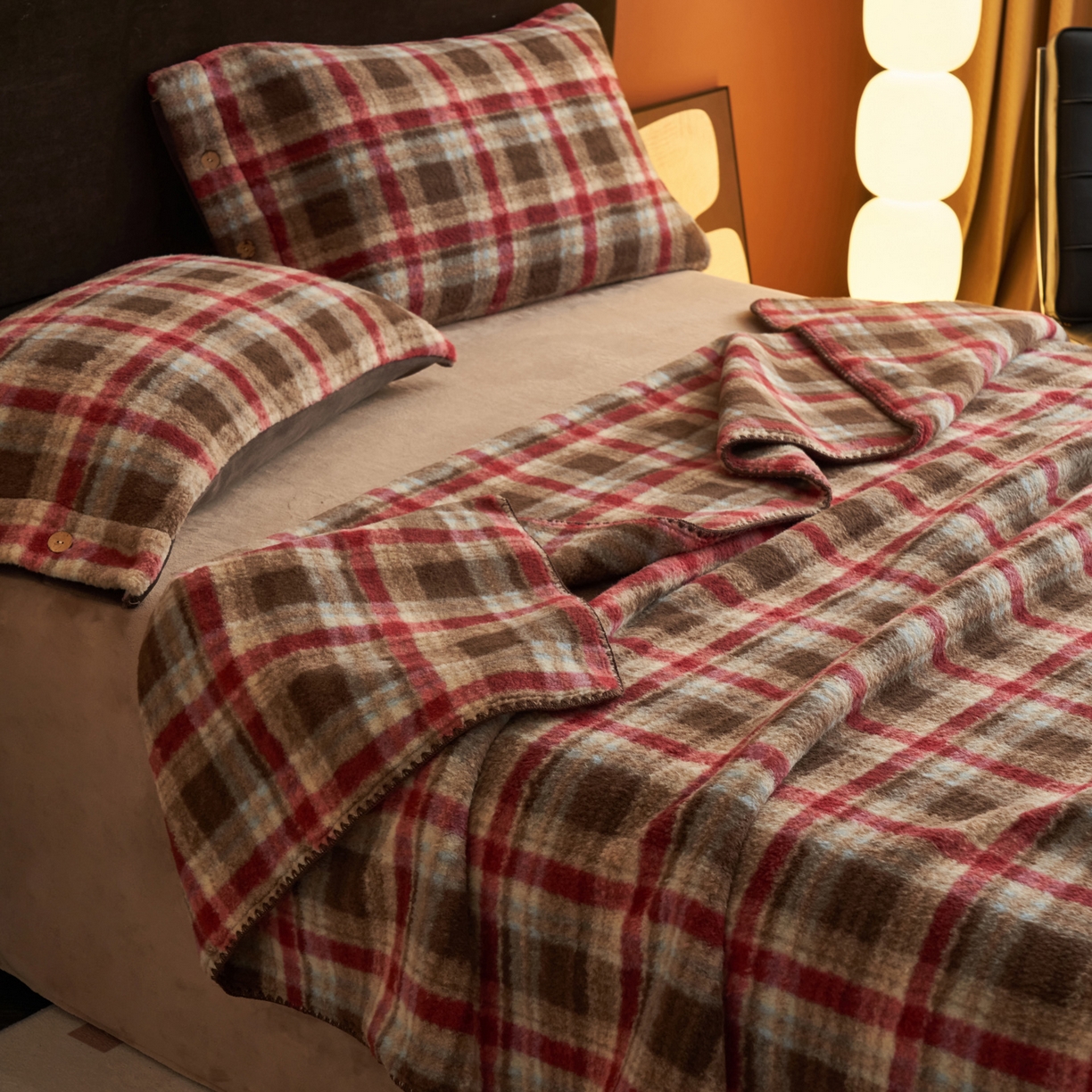 91家纺网 家纺一手货源 找家纺 寐绸家纺 2025新款230g双层羊绒牛奶绒毛毯 双层毛毯-苏格兰格