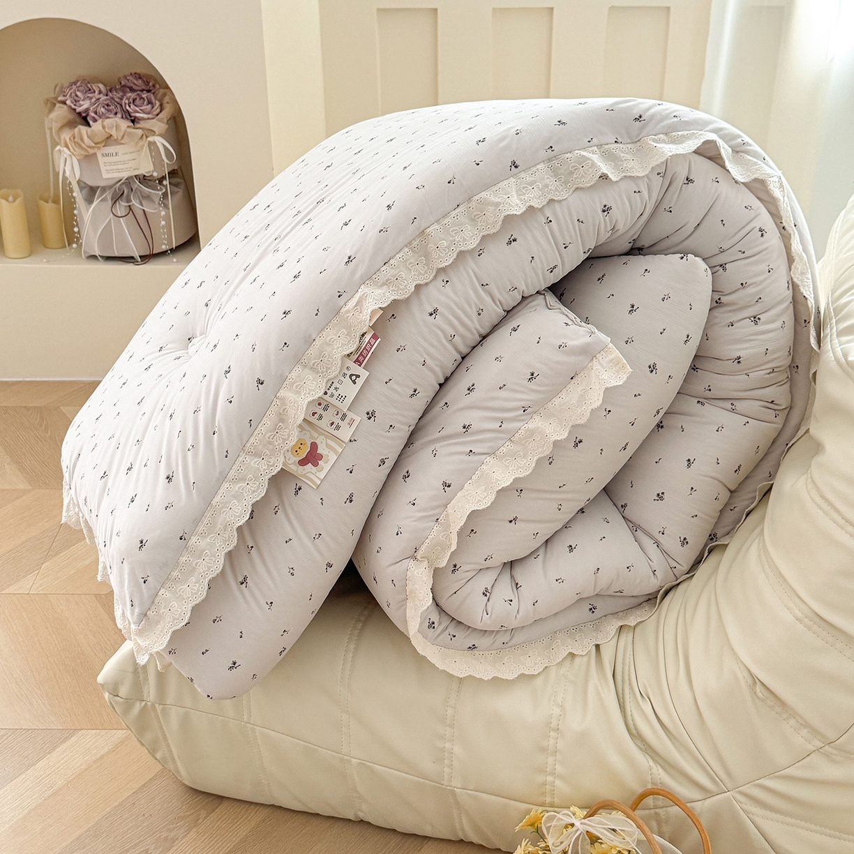 91家纺网 家纺一手货源 找家纺 （总）缔锦家纺 2025新款全棉花边提花被被子被芯