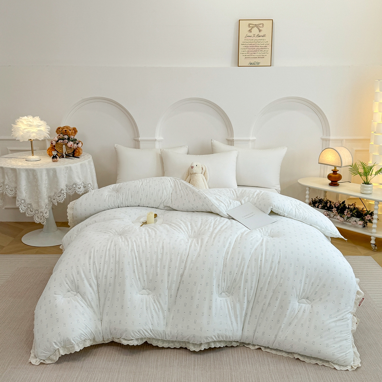 缔锦家纺 2025新款全棉花边提花被被子被芯 小熊乐园