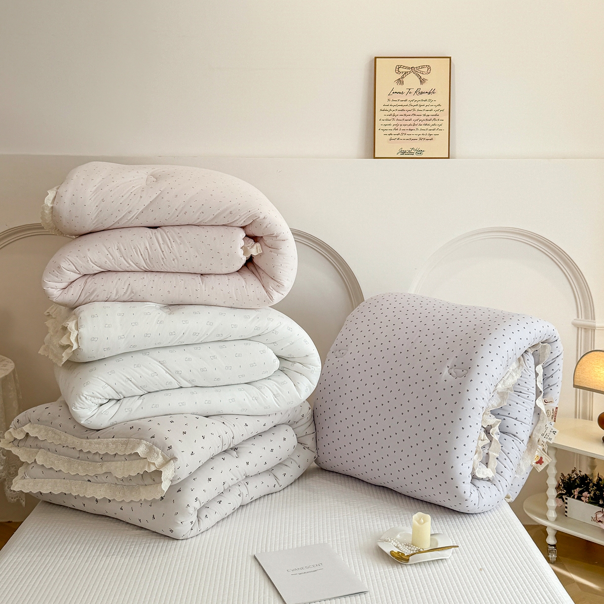 缔锦家纺 2025新款全棉花边提花被被子被芯 组合